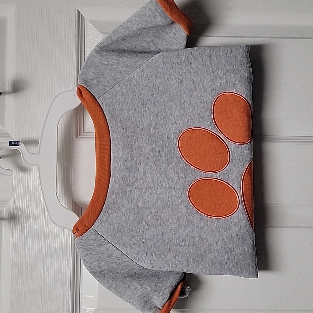 Gray and Orange Paw Print Dog Sweater